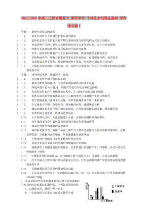 2019-2020年高三生物專題復(fù)習(xí) 第四單元 個(gè)體生命的穩(wěn)態(tài)基礎(chǔ) 浙科版必修1.doc