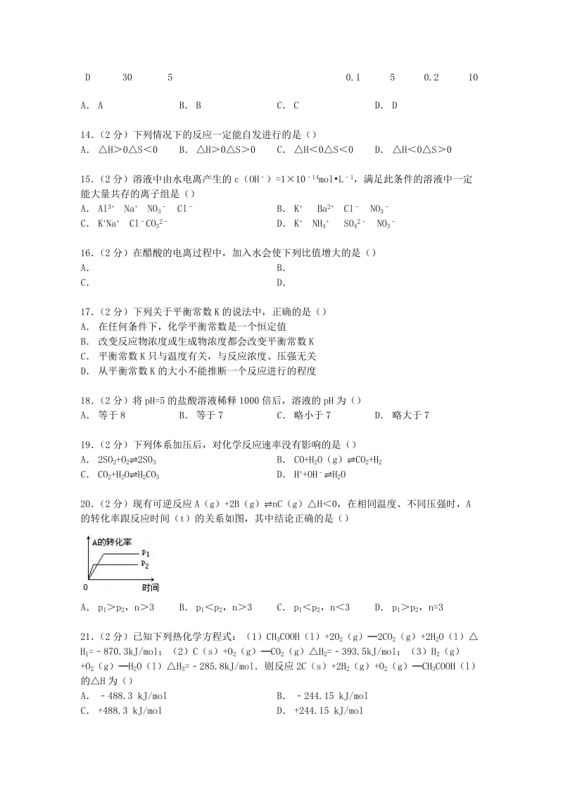 2019-2020年高二化学上学期期中试卷（含解析）.doc_第3页