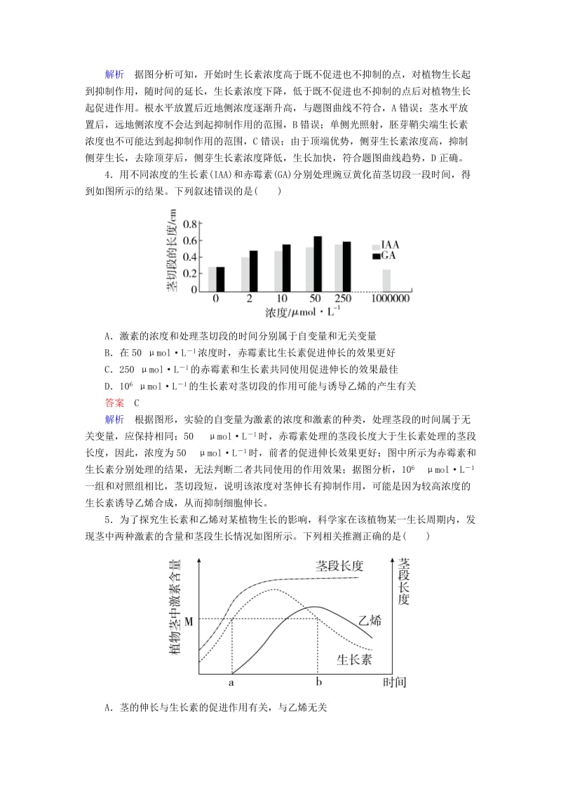 2019-2020年高考生物大二轮复习 第一编 专题整合突破 专题5 生命活动的调节 第3讲 植物的激素调节.doc_第2页