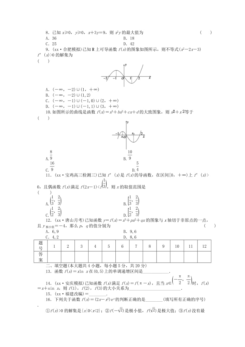 2019-2020年高考数学专题复习导练测 第三章 导数及其应用章末检测 理 新人教A版.doc_第2页