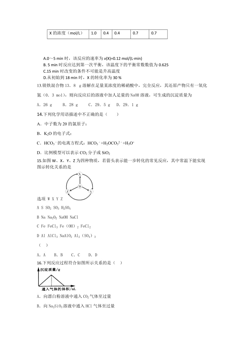 2019-2020年高三化学期末复习模拟试题（三）含答案.doc_第3页