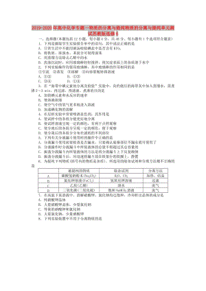 2019-2020年高中化學(xué)專題一物質(zhì)的分離與提純物質(zhì)的分離與提純單元測(cè)試蘇教版選修6.doc