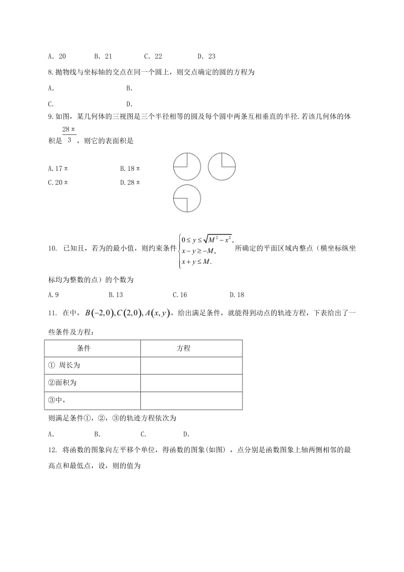 2019-2020年高三数学4月月考试题(II).doc_第2页