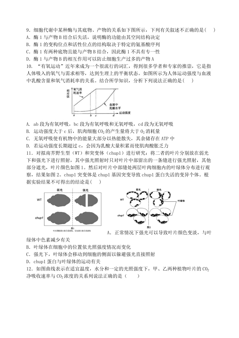 2019-2020年高三生物上学期期末考试试题(VI).doc_第3页