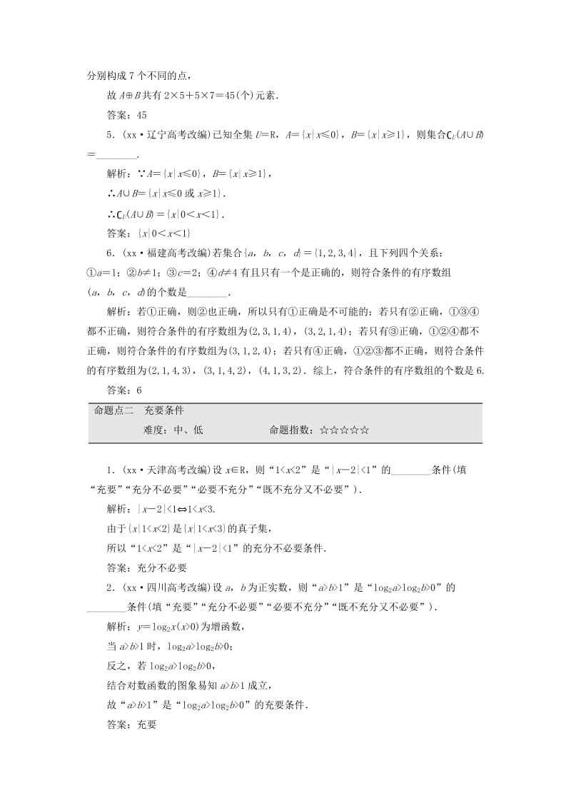 2019-2020年高三数学一轮总复习板块命题点专练一集合与常用逻辑用语理.doc_第2页