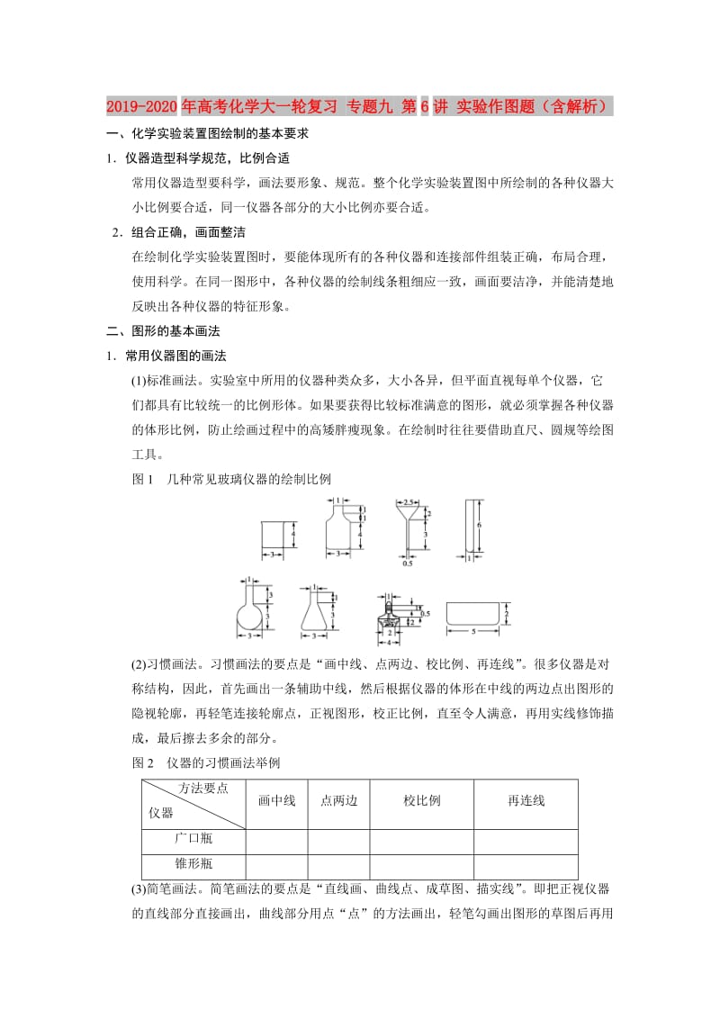 2019-2020年高考化学大一轮复习 专题九 第6讲 实验作图题（含解析）.doc_第1页