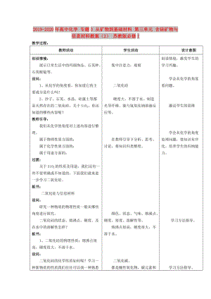 2019-2020年高中化學 專題3 從礦物到基礎材料 第三單元 含硅礦物與信息材料教案（2） 蘇教版必修1.doc