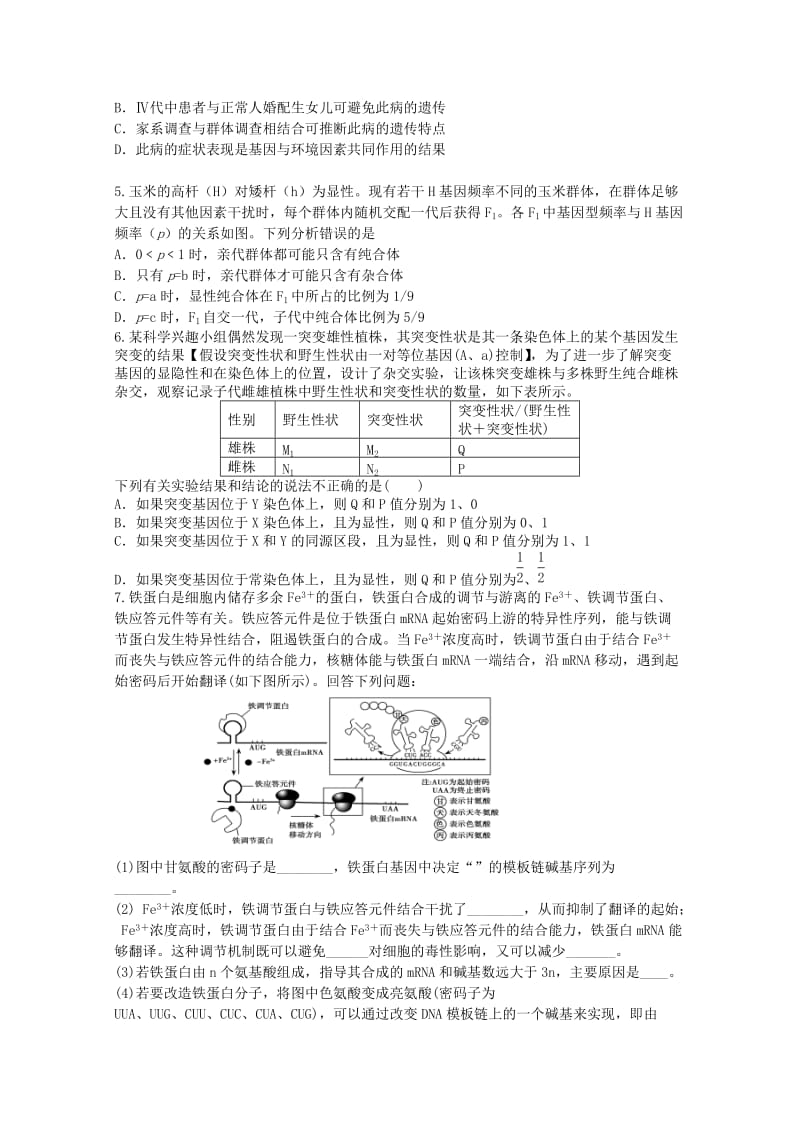 2019-2020年高三生物一轮复习 寒假作业7 专题六 遗传的细胞基础和分子基础.doc_第2页