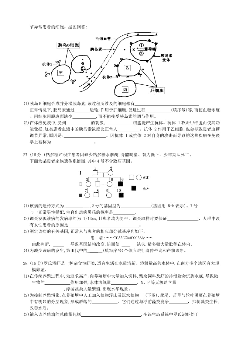 2019-2020年高三教学质量检测（一）生物试题（WORD版）.doc_第2页