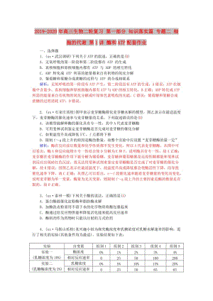 2019-2020年高三生物二輪復(fù)習(xí) 第一部分 知識落實(shí)篇 專題二 細(xì)胞的代謝 第1講 酶和ATP配套作業(yè).doc