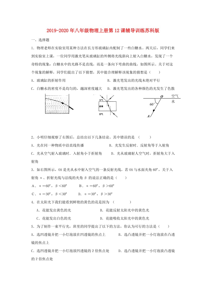 2019-2020年八年级物理上册第12课辅导训练苏科版.doc_第1页