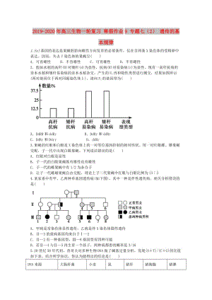 2019-2020年高三生物一輪復習 寒假作業(yè)9 專題七（2） 遺傳的基本規(guī)律.doc