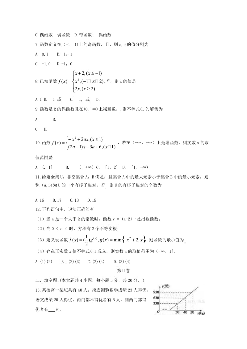 2019-2020年高一数学上学期第一次质量检测10月试题.doc_第2页