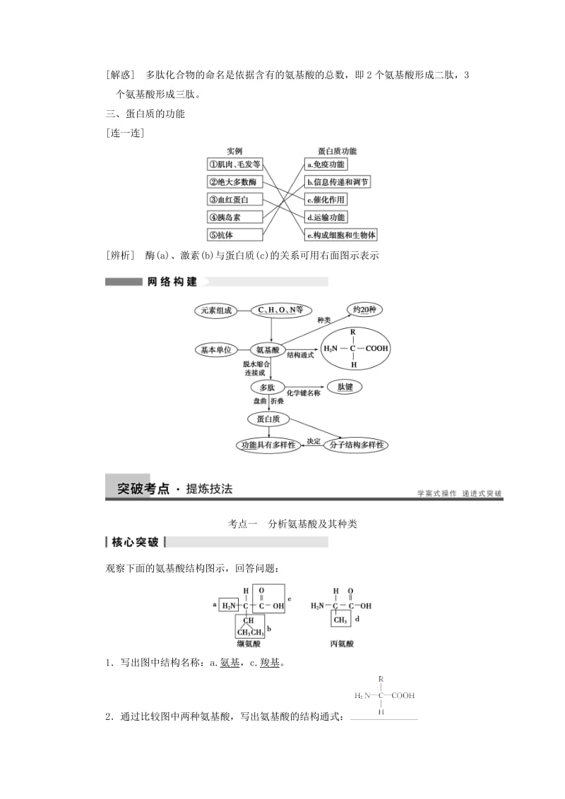 2019-2020年高考生物一轮（回扣基础+核心突破+命题探究）1.3蛋白质教学案 新人教版.doc_第2页