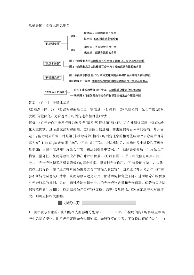 2019-2020年高三生物 考前三个月 专题突破提分练 题型2 坐标图解题模板练.doc_第2页