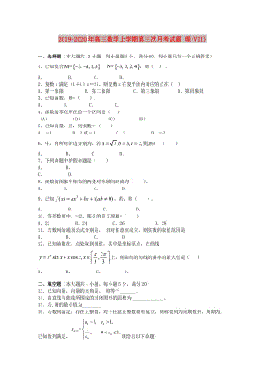 2019-2020年高三數(shù)學(xué)上學(xué)期第三次月考試題 理(VII).doc