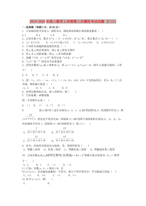 2019-2020年高三數(shù)學(xué)上學(xué)期第三次模擬考試試題 文(II).doc