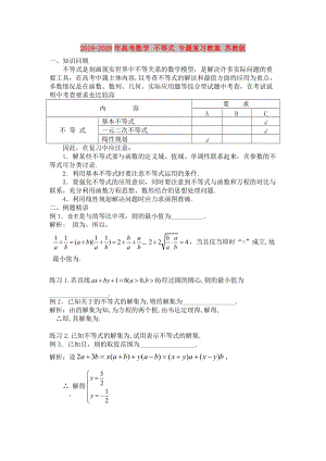 2019-2020年高考數(shù)學 不等式 專題復習教案 蘇教版.doc