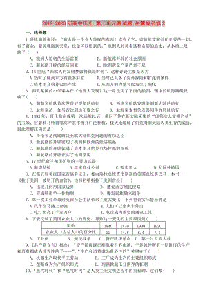 2019-2020年高中歷史 第二單元測試題 岳麓版必修2.doc