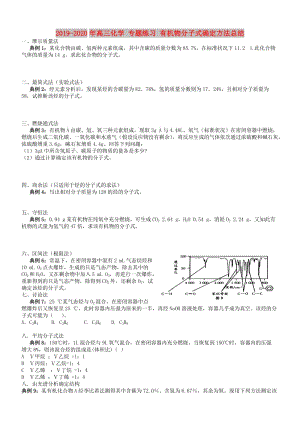 2019-2020年高三化學(xué) 專題練習(xí) 有機(jī)物分子式確定方法總結(jié).doc