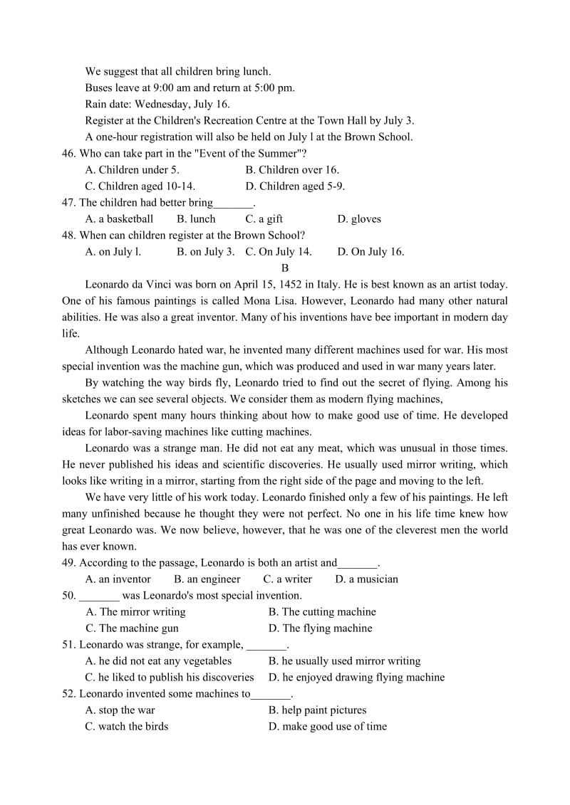 2019-2020年八年级第二学期期中考试英语试卷.doc_第3页