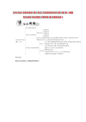 2019-2020年高中政治 第一單元 公民的政治生活 第二課 第1框題 民主選舉 投出理性一票學(xué)案 新人教版必修2.doc