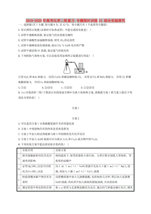 2019-2020年高考化学二轮复习 专题限时训练15 综合实验探究.doc