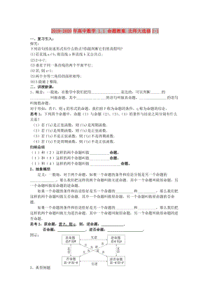 2019-2020年高中數(shù)學(xué) 1.1 命題教案 北師大選修1-1.doc