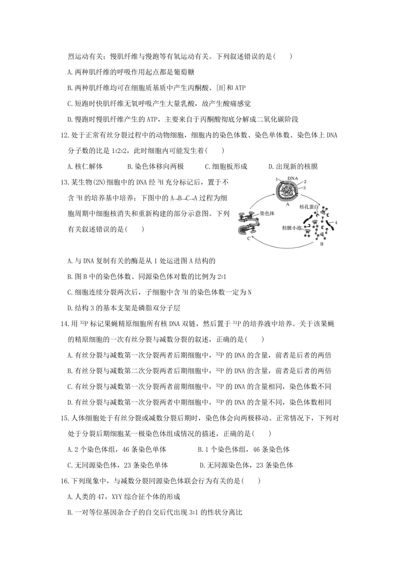 2019-2020年高三上学期周周清（16）生物试题 含答案.doc_第3页