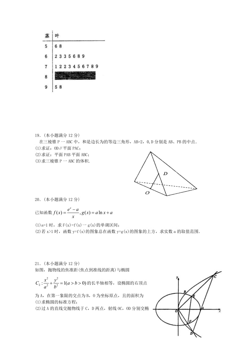 2019-2020年高三1月月考（文科数学） 无答案.doc_第3页