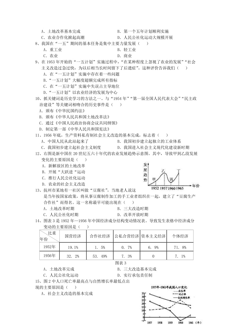 2019-2020年八年级历史下学期第一次月考试题(V).doc_第2页