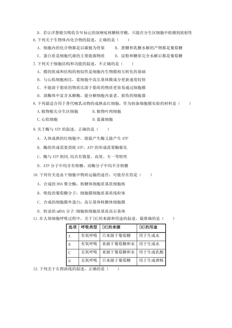 2019-2020年高三生物上学期期中联合考试试题.doc_第2页