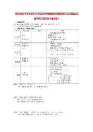 2019-2020年高中數(shù)學(xué) （知識導(dǎo)學(xué)+例題解析+達(dá)標(biāo)訓(xùn)練）3.2 直線的方程（一） 新人教A版必修2.doc