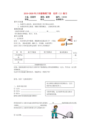 2019-2020年八年級物理下冊 杠桿（1）練習.doc