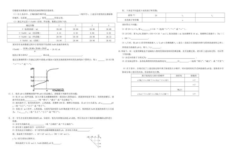 2019-2020年高三化学二轮复习 作业卷 水的电离和溶液的酸碱性（含解析）.doc_第2页