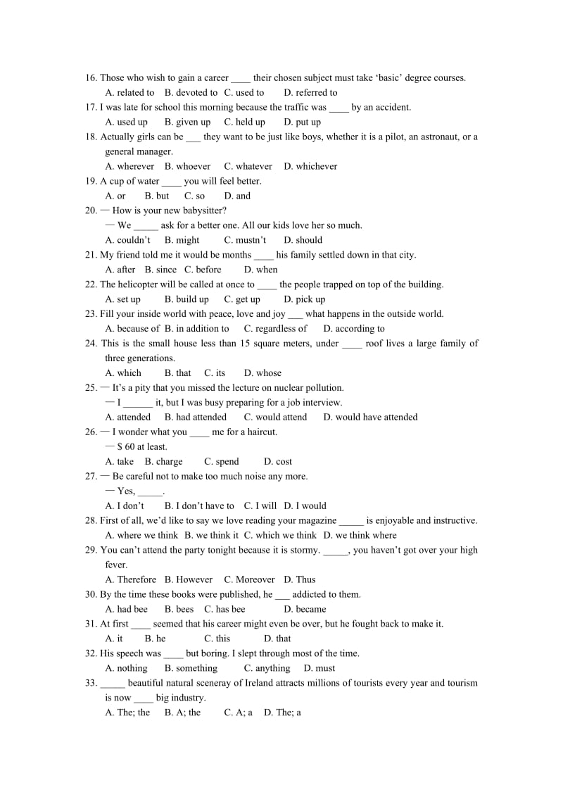 2019-2020年高三10月第八次周考英语试题.doc_第2页