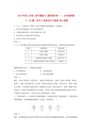 2019年高三生物二輪專題復(fù)習(xí) 題型增分練 一、必考選擇題（1～25題）考點(diǎn)5 遺傳的分子基礎(chǔ) 新人教版.doc