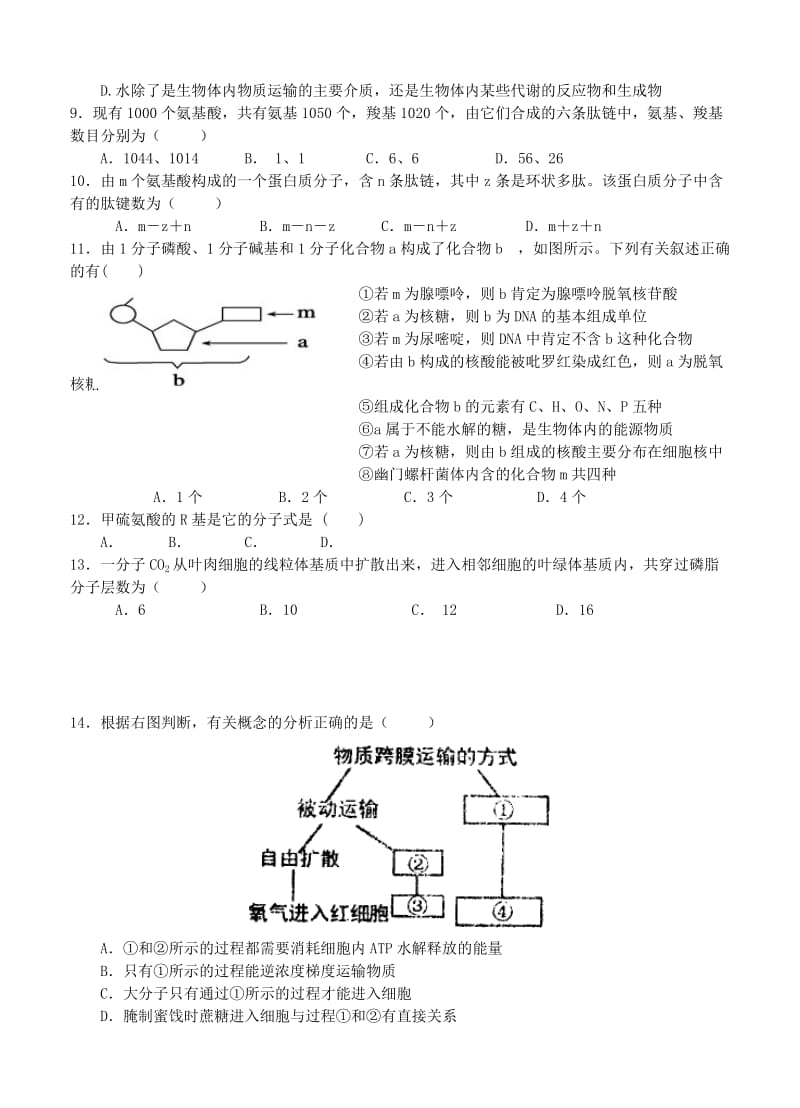 2019-2020年高三10月份第一次质检试题（生物）.doc_第2页