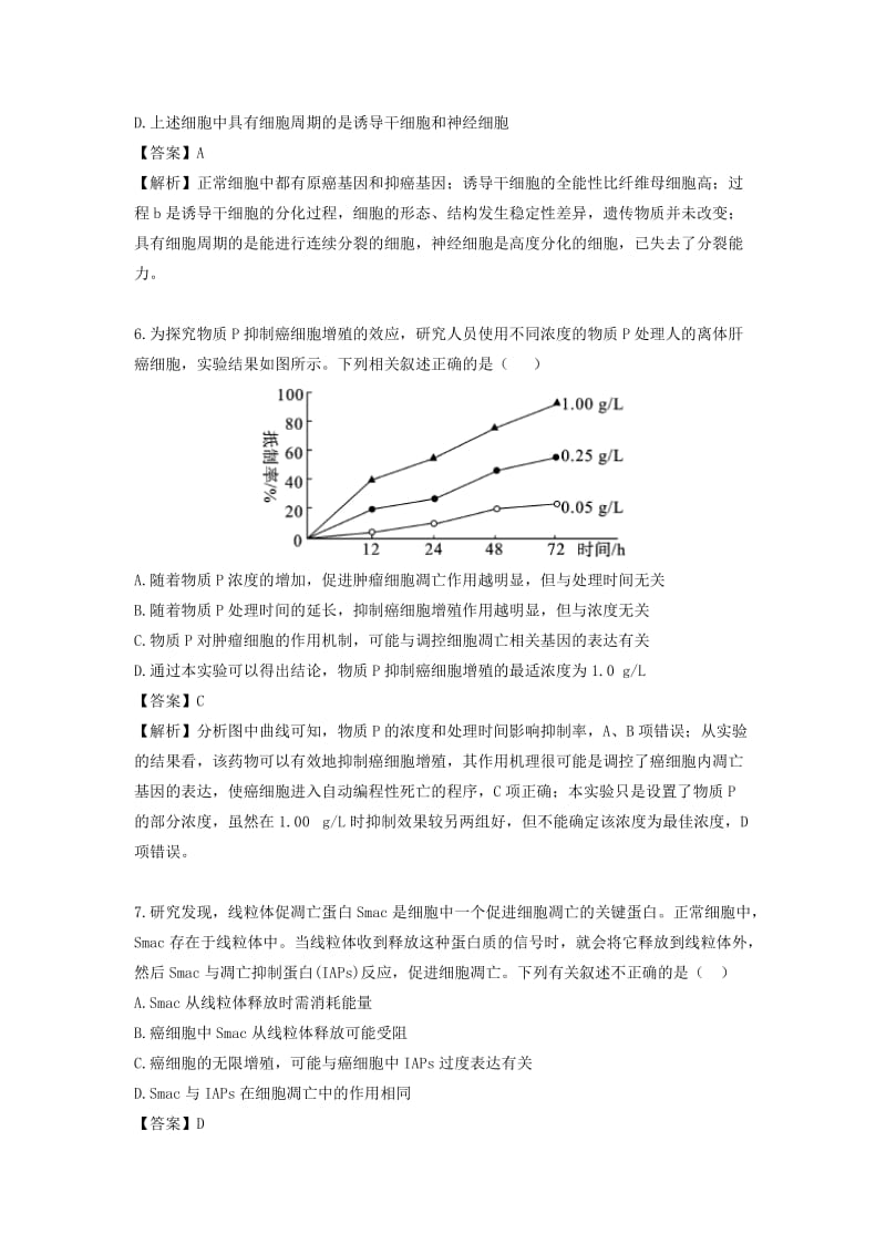 2019-2020年高三生物二轮复习 专题精讲三 细胞的生命历程 满分冲刺（七）细胞的分化、衰老、凋亡和 癌变.doc_第3页