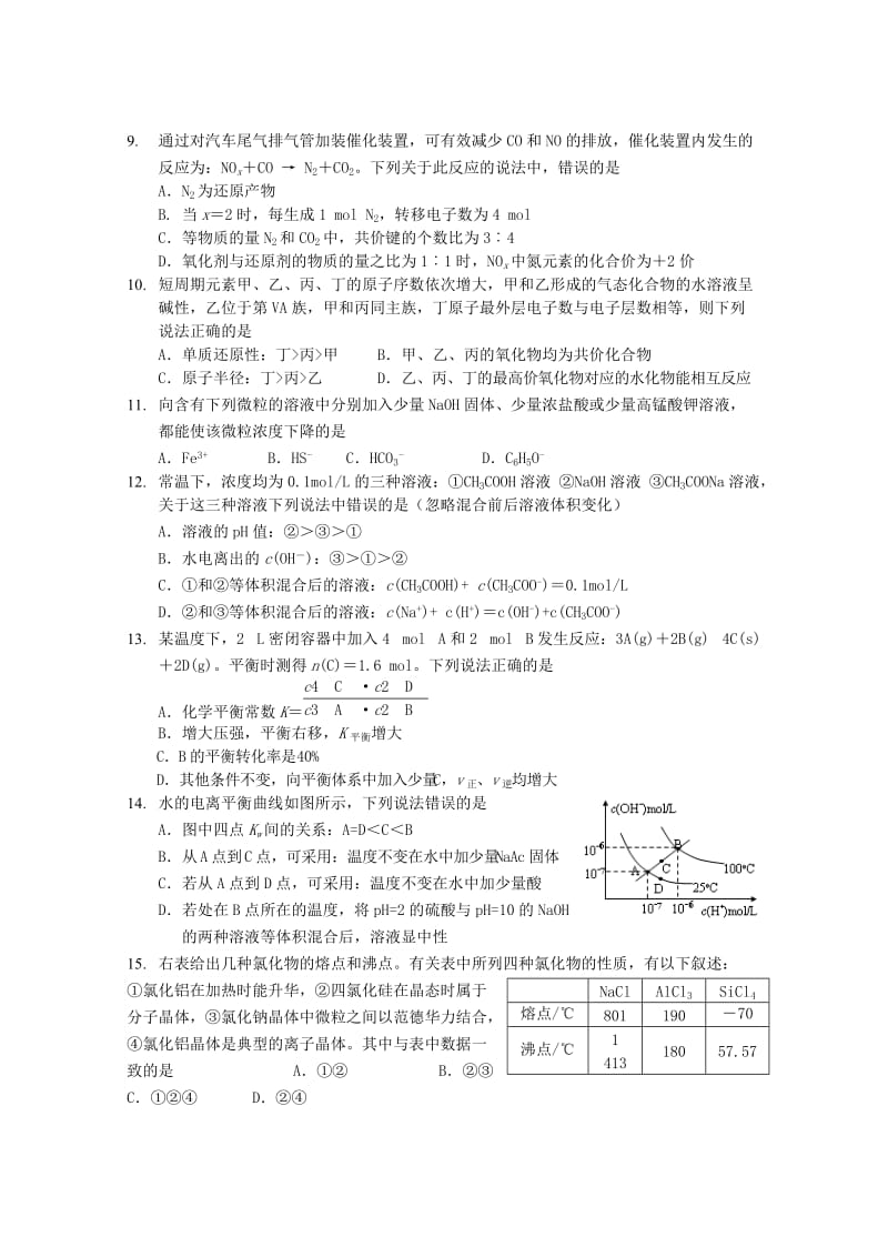 2019-2020年高三化学下学期零次考试试题.doc_第2页