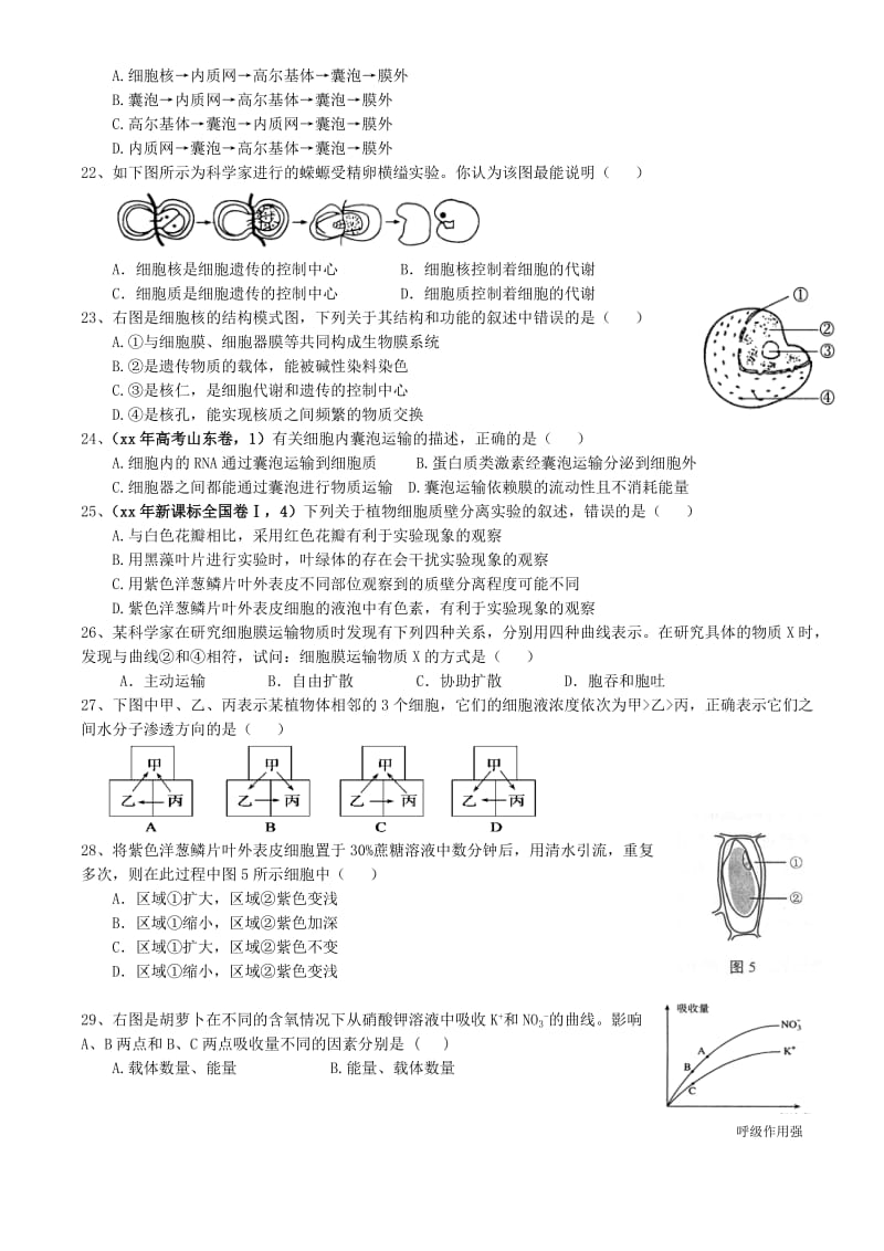 2019-2020年高一生物上学期期末考试试题(II).doc_第3页