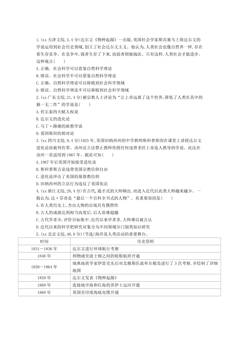 2019-2020年高考历史一轮复习 专题十七 第47讲 近现代世界的科学技术(I).doc_第3页