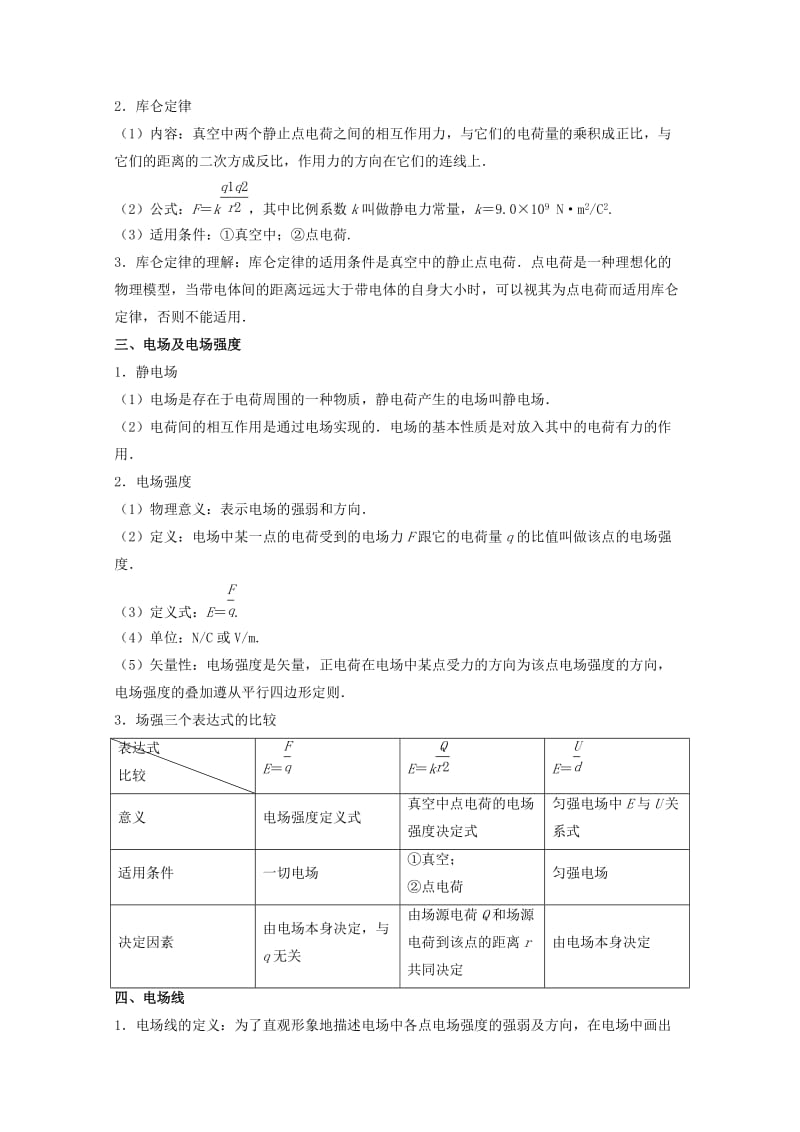 2019-2020年高考物理备考艺体生百日突围系列专题08静电场含解析.doc_第2页