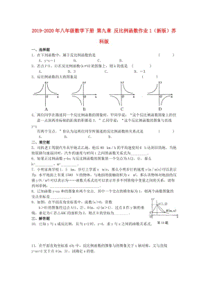 2019-2020年八年級數(shù)學下冊 第九章 反比例函數(shù)作業(yè)1（新版）蘇科版.doc