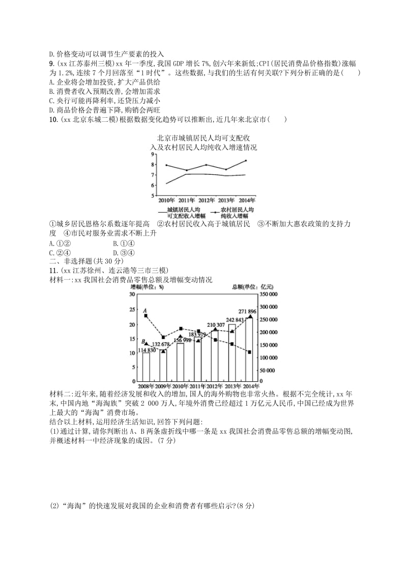 2019-2020年高考政治二轮复习 专题能力训练1 生活与消费.doc_第2页