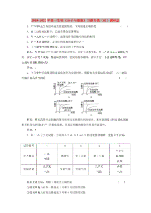 2019-2020年高一生物《分子與細(xì)胞》習(xí)題專(zhuān)練（67）課標(biāo)版.doc