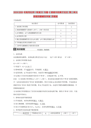 2019-2020年高考化學(xué)一輪復(fù)習(xí) 專題8 溶液中的離子反應(yīng) 第二單元 溶液的酸堿性學(xué)案 蘇教版.doc