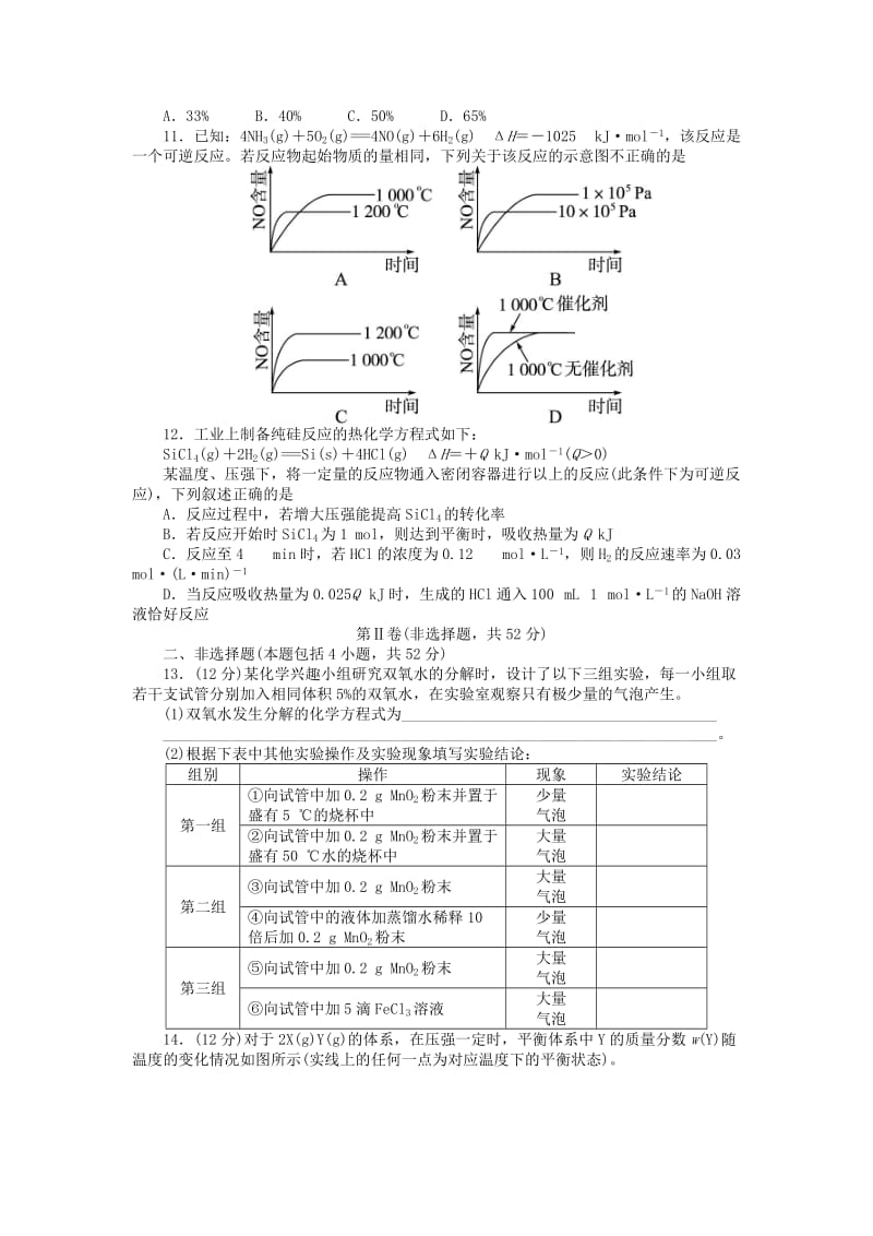 2019-2020年高中化学专题四化学反应条件的控制单元综合测试苏教版.doc_第2页