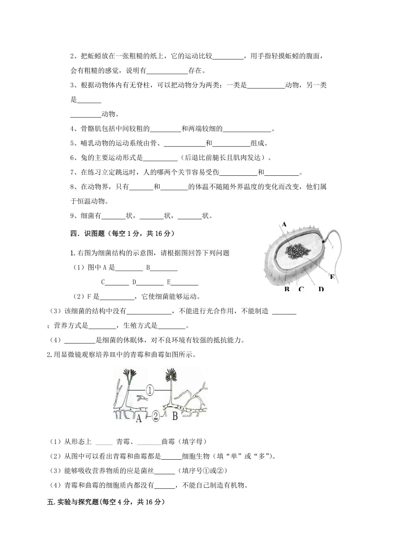 2019-2020年八年级生物上学期期末试题(II).doc_第3页