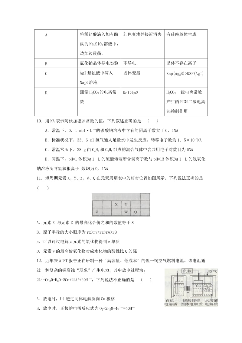 2019-2020年高三化学下学期第三次模拟考试试题.doc_第2页